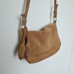 Zara Tan Suede Crossbody Bag with Fringe